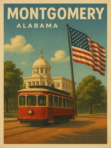 Montgomery Alabama Streetcar Skyline Poster