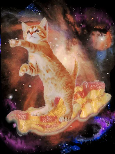 Space Cat Bacon Ride Poster