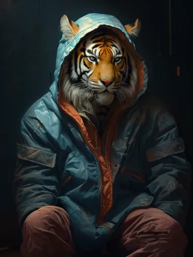 Tiger in Blue Hoodie Poster