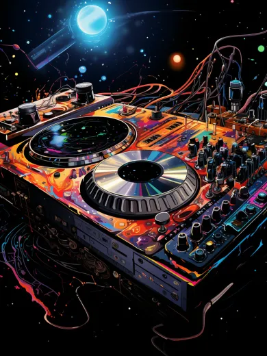 Cosmic DJ Turntable Vibes Poster