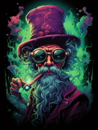 steampunk wizard smoking pipe Poster