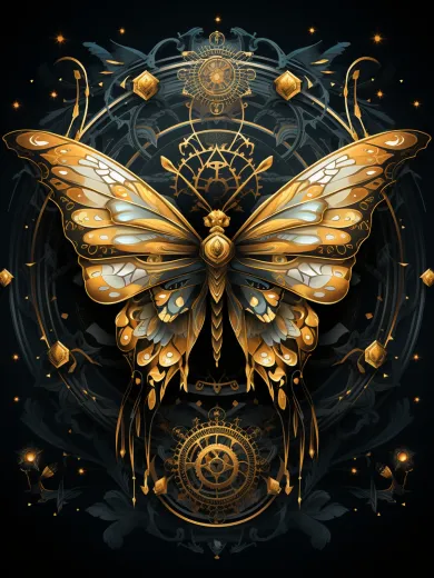Golden Butterfly Clockwork Poster