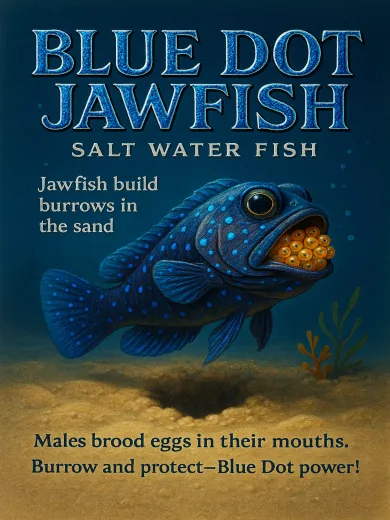 Blue Dot Jawfish Salt Water Fish Poster