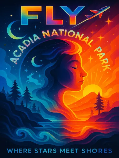 Fly Acadia National Park Poster