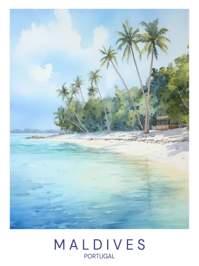 Maldives Portugal Beach Scene Poster