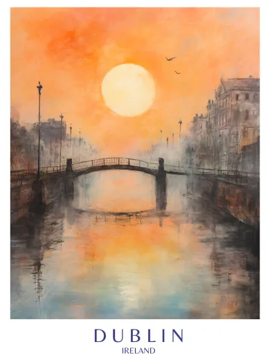 Dublin Ireland Sunset Bridge Poster