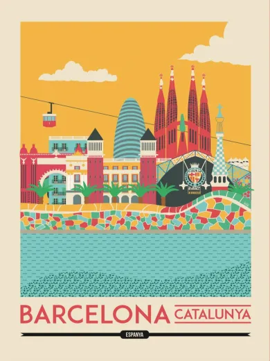 Barcelona Catalunya Travel Art Poster