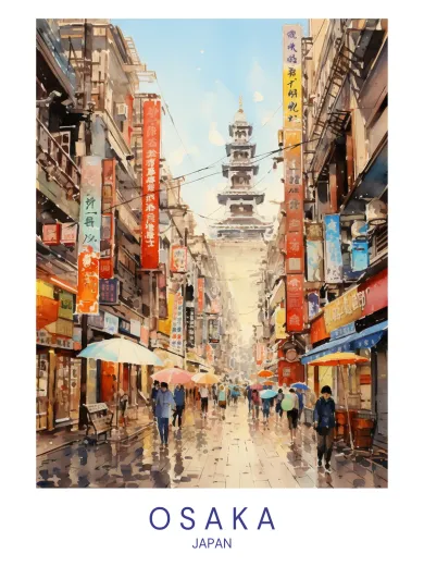 Osaka Japan City Street Poster