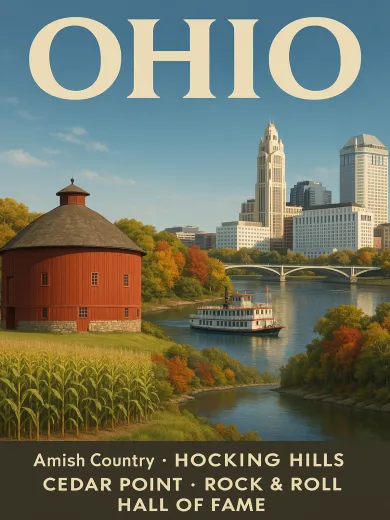 Ohio Riverfront Cityscape Poster