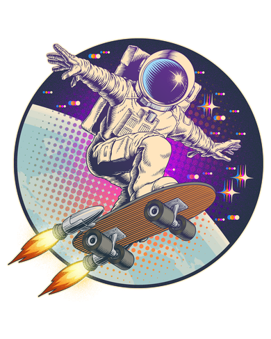 Retro Rocket Skateboarding Space Astronaut Women's Sweatshirt