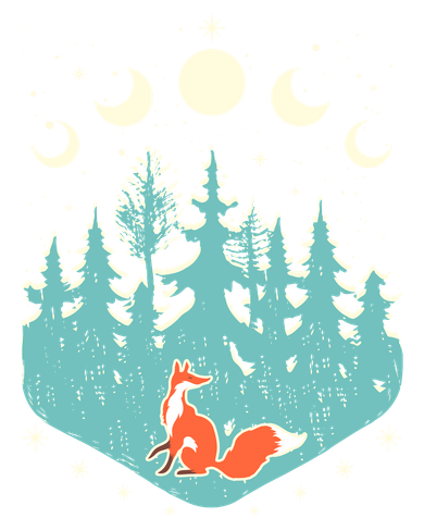 Vintage Moon Phases Forest Fox Women's Sweatshirt