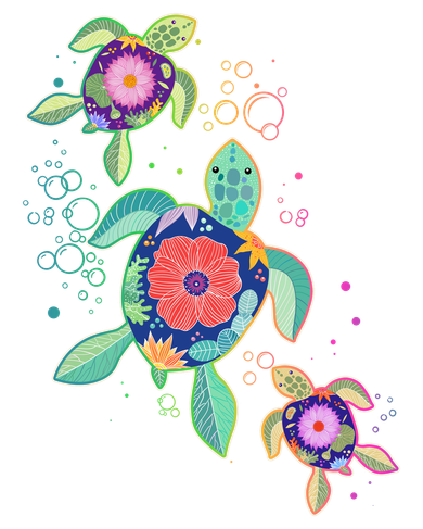 Cute Tropical Flower Ocean Sea Turtles Women's T-Shirt