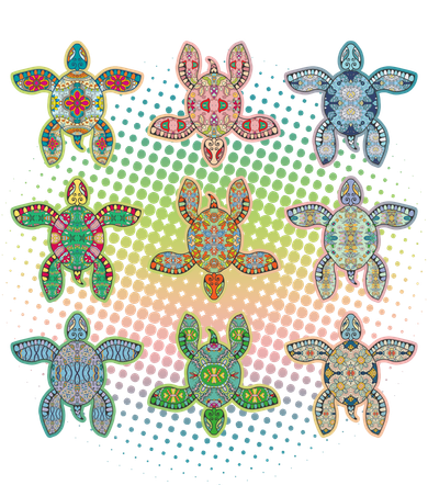 Colorful Tribal Pattern Sea Turtles Kids T-Shirt