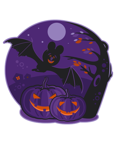 Halloween Bat and Pumpkins Coaster