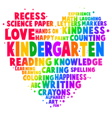 Cute Rainbow Heart Kindergarten Word Art Ornament