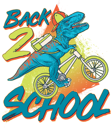 Funny Retro 80's 90's Back To 2 School TRex Dinosaur Bike Kids T-Shirt