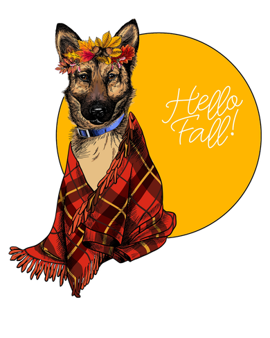 German Shepherd Dog Autumn leaves Blanket Hello Fall Doggie Tank
