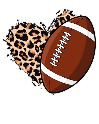 Leopard Print Heart Love Football Fan Button
