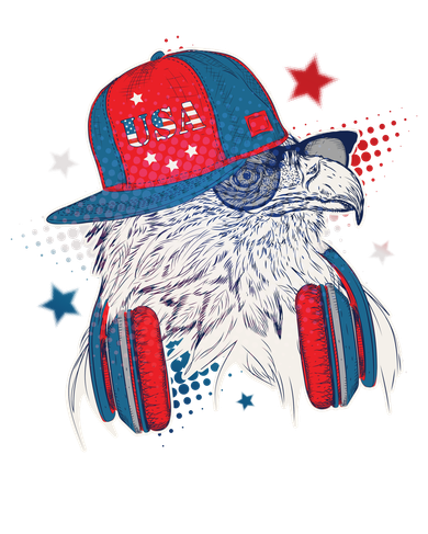Cool American USA Flag Hipster DJ Eagle Kids Hoodie