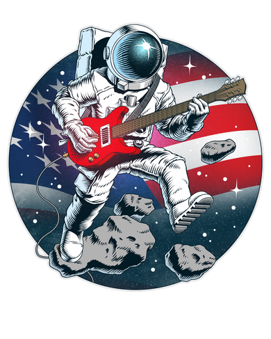 American USA Flag Rocking Space Astronaut Baby Bodysuit