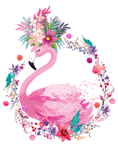 Cute Flower Wreath Flamingo Women's Long Sleeve Shirt