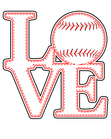 Love Baseball Stitch Letters Baseball Fan Kids T-Shirt