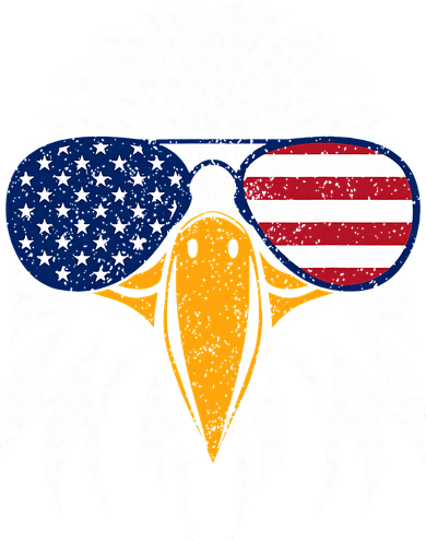 4th of July Bald Eagle Patriotic American Flag Glasses Kids T-Shirt