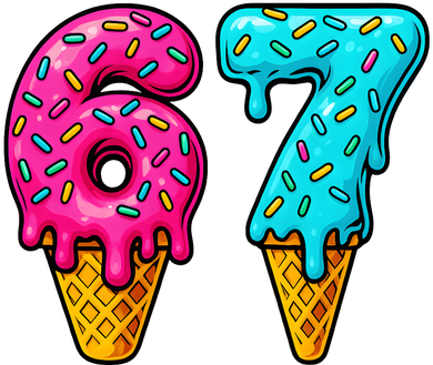 67 Ice Cream Cone Drip Number Sports 6-7 Meme Golf Towel