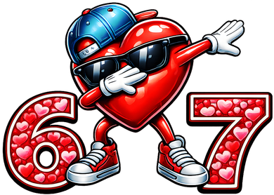 67 Meme 6-7 Heart Dabbing Six Seven Valentines Day Women's Tank Top