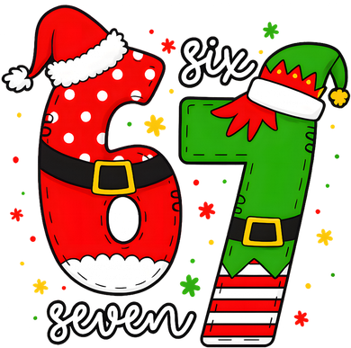 67 Meme Six Seven Christmas Santa Elf Funny Women's T-Shirt