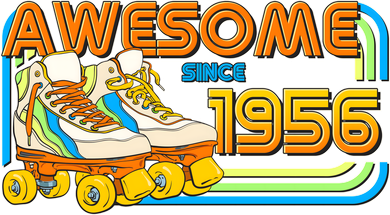 70th Birthday Awesome Since 1956 Retro Roller Skates  Backpack