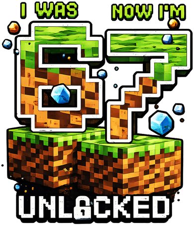 7th Birthday I Was 6 Now Im 7 Unlocked 67 Meme Kids T-Shirt