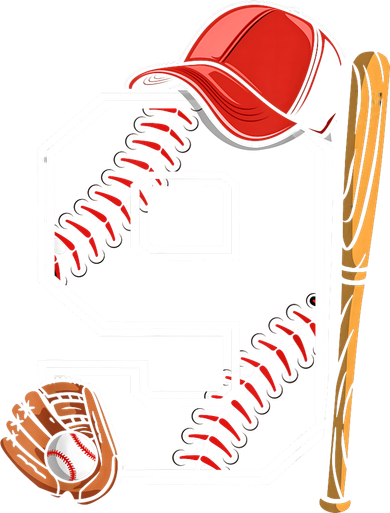 9th Birthday Baseball Big Number Nine 9 Year Old Boy Gir Ornament