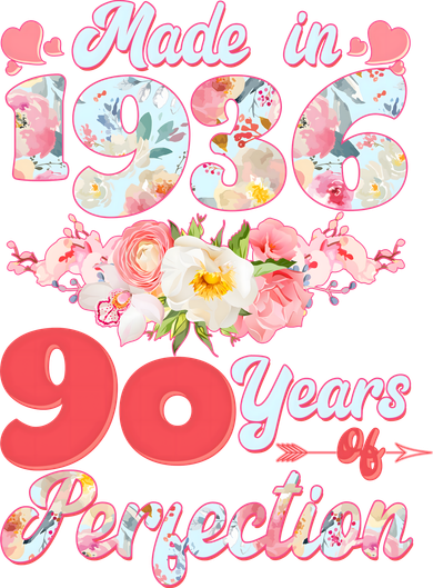 90th Birthday Floral Made In 1936 90 Years Of Perfection Coffee Mug