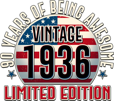 90th Birthday Vintage 1936 Limited Edition Years Of Being Awesome USA Flag  Hat