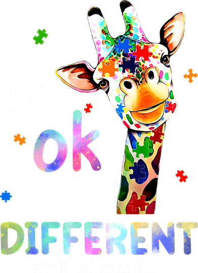Autism Awareness Acceptance Giraffe Its Ok To Be Different Button