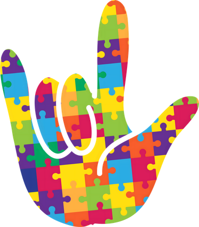 Autism Awareness ASL I Love You Puzzle Hand Hat