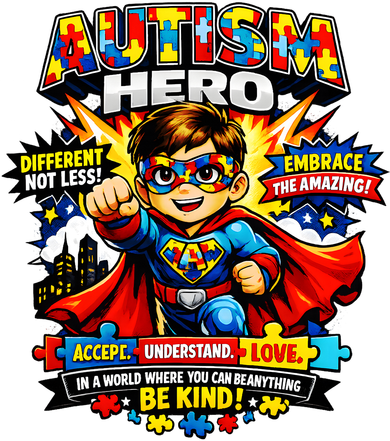 Autism Awareness Super Hero Quotes Acept Understand Love Kids Sweatshirt