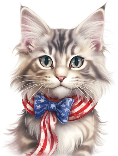 American Cat 4th Of July Cat Patriotic Cats Maine Coon Kitten Kids T-Shirt
