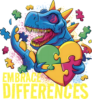 Autism Dinosaur Holding Puzzle Heart Women's T-Shirt