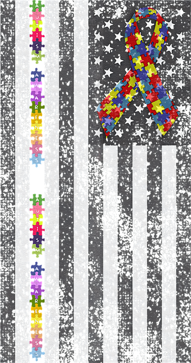 American Flag Autism Awareness Puzzle Piece & Ribbon Kids T-Shirt