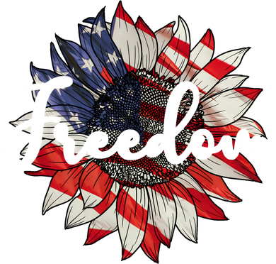 American Flag Freedom Sunflower Independence Day Button