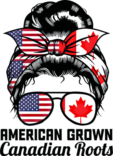 American Grown Canadian Roots Messy Bun Canada Cool Gift Santa Hat