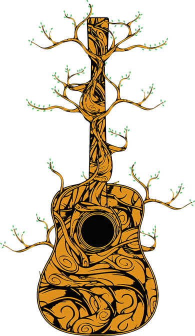 Acoustic Guitar Player Tree Nature Life Guitarist Musician Toddler Long Sleeve