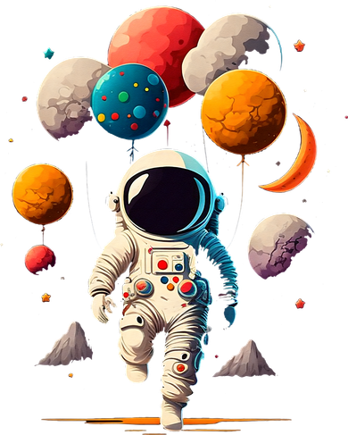 Astronaut holding Planet Balloons Solar System space Pajama Set