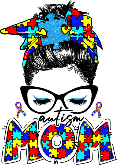 Autism Mom Puzzle Pieces Messy Bun Kids Sweatshirt