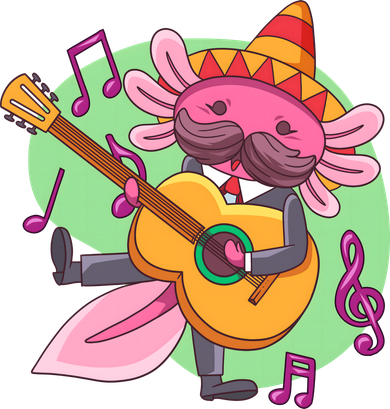Axolotl Playing Guitar Bucket Hat
