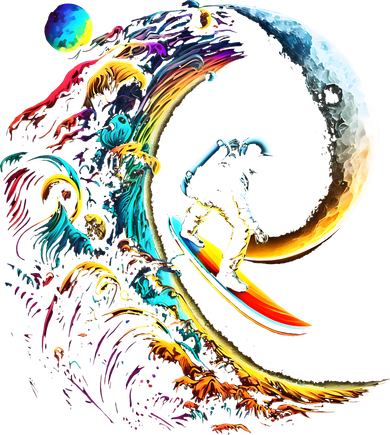 Astronaut surfing through space universe galaxy planets moon Doddie Hoodie