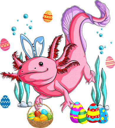Bunny Axolotl Hunting Easter Eggs Basket Costume Women's T-Shirt