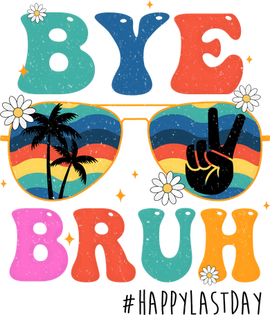 Bye Bruh Happy Last Day Of School Retro Hippie Kids Hoodie